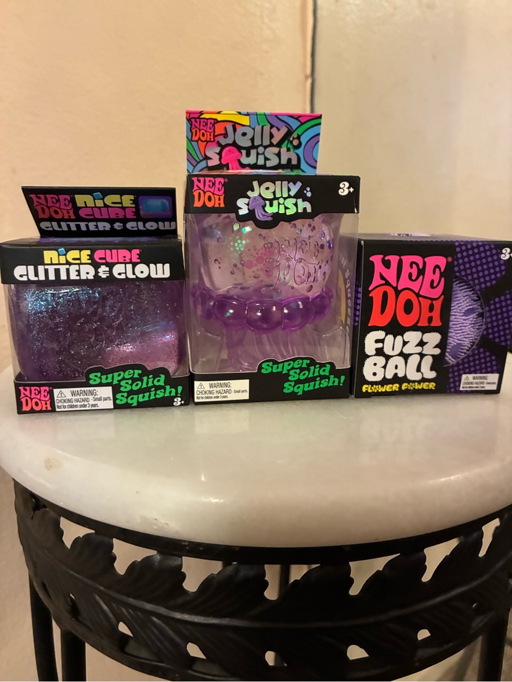 Needoh Jelly Squish, Fuzzball Flower Power, Glitter & Glow 100% Authenic 3 count